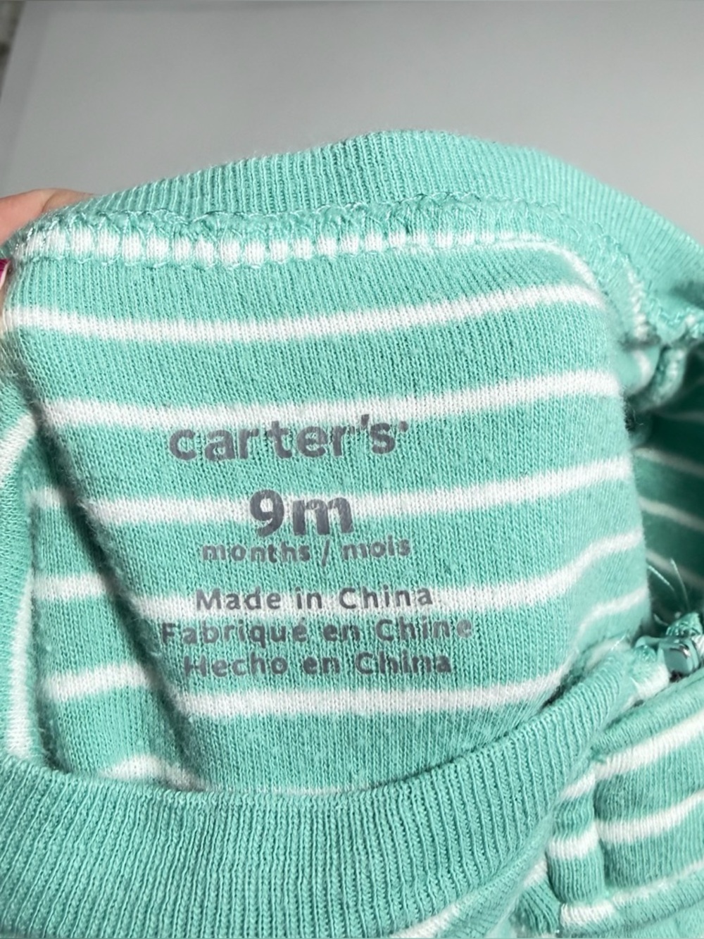 Bundle of Carter’s Baby Footie Pajamas Size 9 Months Fall Pumpkin Dino Stripes - Picture 5 of 15